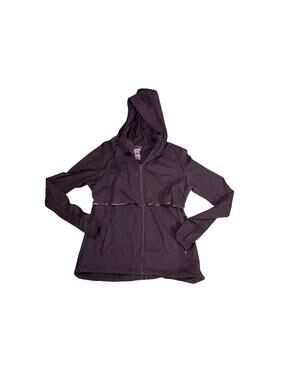 Champion Vented Full Zip Running Jacket Large Black Windbreaker Thumbholes